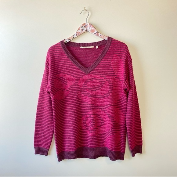 SOFT SURROUNDINGS Bellflower Pink Striped Sweater! Small Knit - Picture 2 of 10